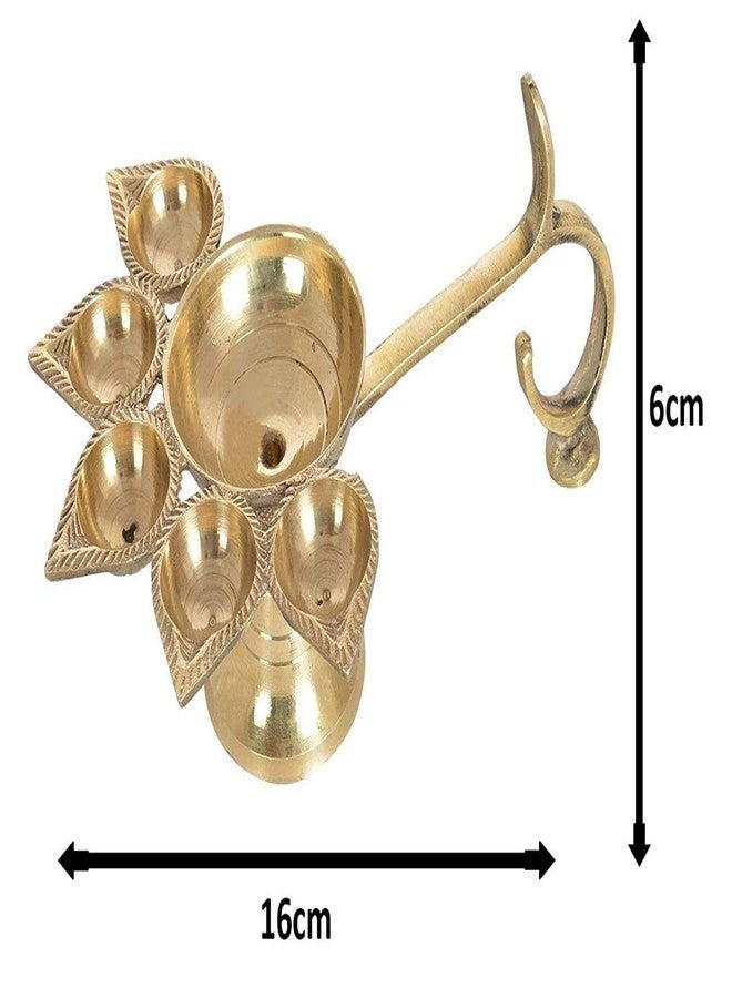Dharmsaar Ltd Panch Aarti Diya with Handle Big Size,Panchmukhi Diya for Puja Brass,5 Batti Oil Pital Jyot Deepak for Diwali,Navratri,Festival and Temples Poojan | DH-DIYA-07 - Image 5